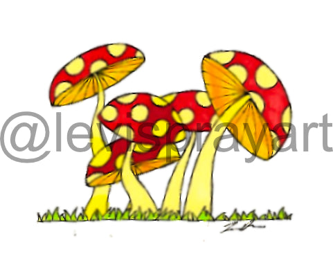 Mushroom Drawing by Levi Spray Art